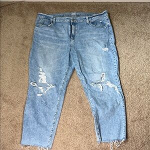 Women's Old Navy “BOYFRIEND MID-RISE” Distressed Light Blue Jeans